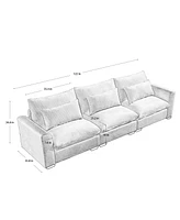 Streamdale Furniture 3 Seater Deep Seat Couches for Living Room, Wide and Deep Seat Comfy Living Roo Sofas with 3 Waist Pillows, Beige Corduroy