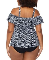 Raisins Curve Trendy Plus Size Tortuga Ruffled Tankini Top Costa Ruched Bikini Bottoms