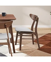 Wooden Dining Chairs Set of 2, Modern Soft Upholstered Kitchen Side Chairs,Wooden Frame Kitchen Chairs for Dining Room,Living Room,Restaurant,Walnut