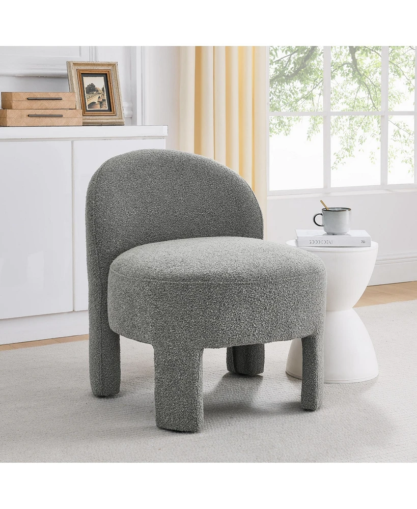 Streamdale Furniture Hoop gauze lounge chair with sof cushion and backrest, need to be assembled, suitable for living room'bedroomldining room---grey(