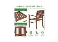 Streamdale Furniture Patio Dining Chair Set of 2, Solid Wood Indoor Outdoor Furniture Brown