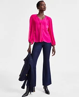 I.n.c. International Concepts Women's Long-Sleeve Neck-Tie Blouse, Exclusively at Macy's