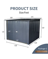 Outdoor Steel Storage Shed For Bicycle with Slope Roof and 4 Bike Tracks, black