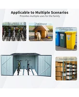 Outdoor Steel Storage Shed For Bicycle with Slope Roof and 4 Bike Tracks, black