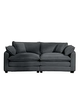 Streamdale Furniture Modern Fabric Living Room Sofa with 4 Pillows Upholstered Large Deep Seating Loveseat, Grey Corduroy