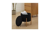 Streamdale Furniture Modern Round Storage Ottoman, Ottoman Foot Stools With Metal Base