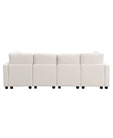 Streamdale Furniture 103" Sectional Sofa Couch Sofa Bed U-shaped Sofa with Two Movable Ottoman and Three Usb Ports for Living Room, Beige