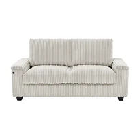 71" Loveseat Small Sofa Plush Corduroy Fabric Square Storage Armrest Usb port (Only Sofa, Do Not Include Ottoman)