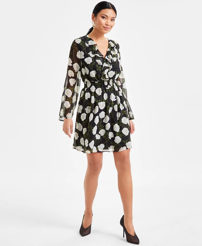 I.n.c. International Concepts Women's Ruffled Floral Smocked-Waist Dress, Exclusively at Macy's