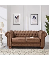 Classic Chesterfield Sofa Loveseat for Living Room Faux Leather