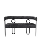 Streamdale Furniture Modern Loveseat 2 Seater Sofa Chenille Fabric Couch with Arms and Metal Legs for Living Room, Home Office, Studio (Black Chenille