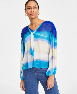 I.n.c. International Concepts Women's Printed Tie-Neck Top, Exclusively at Macy's