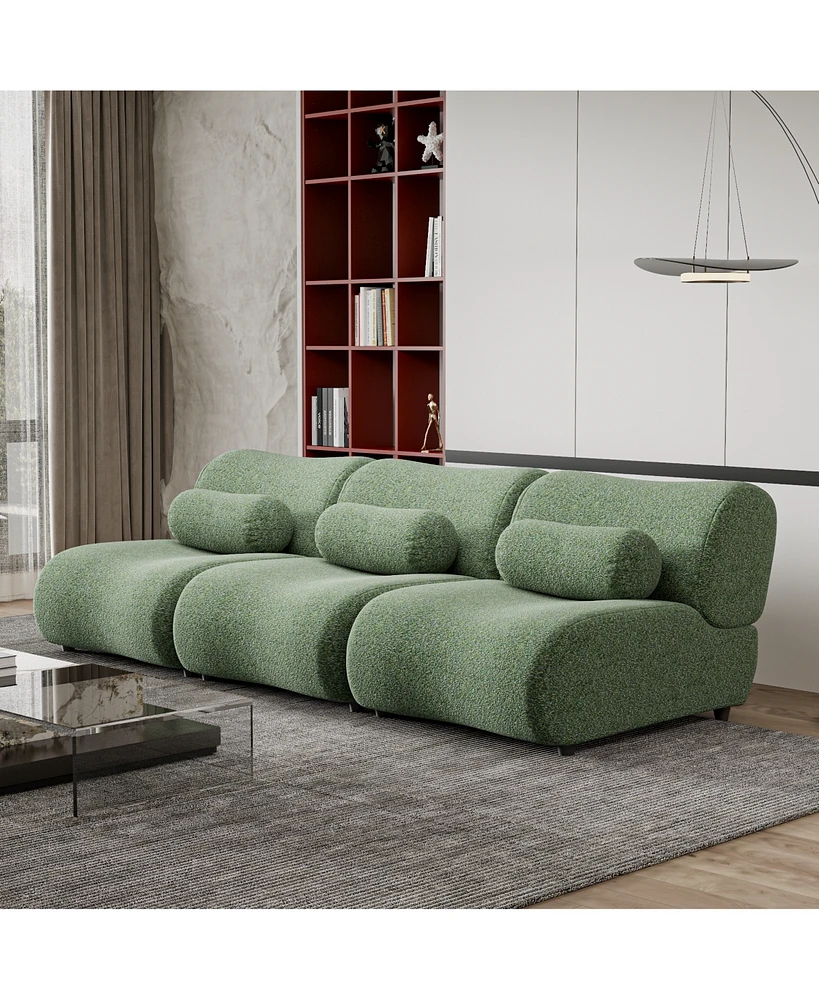 Streamdale Furniture Elegant Green Chenille Fabric Sofa - 3-Piece Modular Sectional with Cozy Recline & Unique Design