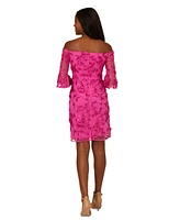 Adrianna Papell Women's Embroidered Off-the-Shoulder Bell-Sleeve Dress