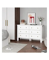 gaomon 6 Drawer Dresser For Bedroom Modern Wood Dresser With Metal Handle Large Storage Cabinet Organizer Units For Clothing Closet Bedroom Living Roo