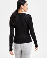 I.n.c. International Concepts Women's Ribbed V-Neck Sweater, Exclusively at Macy's