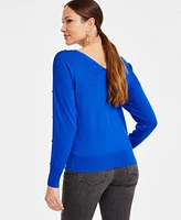 I.n.c. International Concepts Women's Double V-Neck Rhinestone-Sleeve Top, Exclusively at Macy's