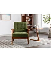 Leisure Chair with Solid Wood Armrest and Feet, Mid-Century Modern Accent chair, for Living Room Bedroom Studio chair