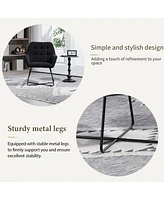 Modern Velvet Desk Chair Swirl Office Chair with adjustable foot nails,Comfy Computer Task Chair Metal Legs Upholstered Accent Arm Chair for Living Ro