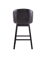 33.25" Swivel Counter Stools Set of 2, Upholstered Counter Height Bar Stools with Solid Rubber Wood Frame, Backrest, Footrest, Armless Barstools