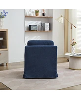 29.92'' Swivel Accent Chair, Upholstered Skirted Swivel Chair with Removable Back Cushion, 360 Degree Comfy Armchair for Living Room, Nursery, Lounge