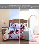 Bebejan Blooming Peonies Bedding 5 Piece Queen Size Reversible Comforter Set