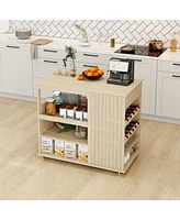 Kitchen Island Cart,Rolling Serving Utility Trolley Cart Modern Kitchen Island with Storage Drawer Wine Rack Lockable Casters,Kitchen Cart for Kitchen