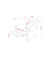 Modern Tufted Push Back Armchair Technical Leather Chair, Adjustable Single Sofa Chair with Sturdy Wood Legs for Bedroom, Living Room, Small Space(Col