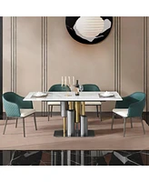 Dining Chairs Set of 2, Modern Faux Leather Dining Metal Legs for Living Kitchen Dining Room Green(set of 2)