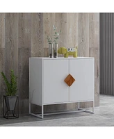 Slickblue Solid Wood Sideboard with Square Handles - Two-Door Storage Cabinet for Stylish Organization