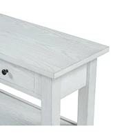 Retro Console Table with Drawer and Two Sturdy Shelves for Entryway