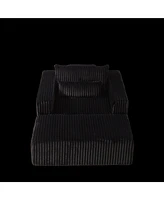 75-Inch Corduroy Sponge Sofa Lounge Chair with Removable footrest,No Assembly Required,Fluffy Modern Sleeper Chair for Indoor Living Room Bedroom