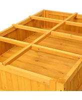 Elevated 8 Pocket Herb Garden Bed, Mobile Raised Customizable Wood Planter for Herbs, Vegetables, Flowers w/ Lockable Wheels, Storage Shelf, Drainage