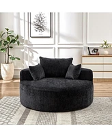 55''L Chenille Sponge single sofa,No Assembly Required,Fluffy Modern Sleeper Chair for Living room, Bedroom