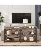 Tribesigns 3-Tier Industrial Hallway Entryway Table,70.9 Inch Extra Long Console Table, Modern Sofa Table Behind Couch Table with Storage Shelves