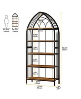 Tribesigns 74.8-Inch Tall Bookshelf Set of 2,5-Tier Bookshelf with Metal Frame,Curved Freestanding Display Shelf