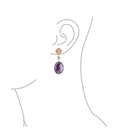 Bling Jewelry Big Oval Briolette Purple Natural Amethyst Dangle Earrings Gold Plate