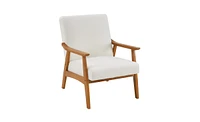 Slickblue Creamy-White Solid Wood Armrest Lounge Chair - Simple Teddy Velvet Design for Indoor Comfort and Style