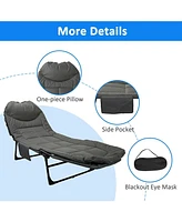 Slickblue Portable Folding Camping Cot with Adjustable Backrest Outdoor Lounge Chair for Comfortable Sleeping