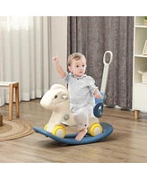 Qaba Rocking Horse for Toddles with Detachable Push Handle & Balance Board