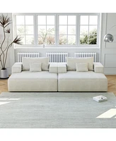 55-inch Chenille Sponge Sofa Lounge Chair,No Assembly Required,Fluffy Modern Sleeper Chair for Indoor Living Room Bedroom