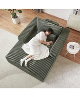 75-Inch Corduroy Sponge Sofa Lounge Chair,No Assembly Required,Fluffy Modern Sleeper Chair for Indoor Living Room Bedroom