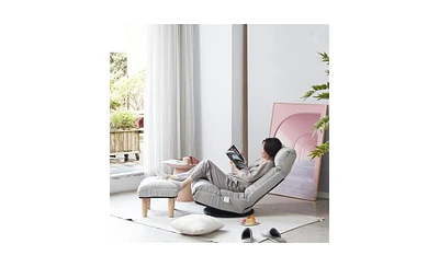 Slickblue Japanese Reclining Chair - Adjustable Lazy Sofa for Tatami, Balcony, and Leisure Use, Perfect for Relaxation