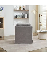 29.92'' Swivel Accent Chair, Upholstered Skirted Swivel Chair with Removable Back Cushion, 360 Degree Comfy Armchair for Living Room, Nursery, Lounge