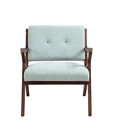30" Mid-Century Modern Accent Chair with Plush Cushions, Angled Arm Design, and Sturdy Solid Wood Frame – Perfect for Cozy Living Room, Be