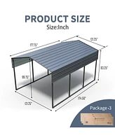 Outdoor Carport, 10 X 15 Ft Carport, Heavy Duty Carport Canopy with Galvanized Steel Roof and Frame, Metal Carport Large Garage for Driveway Car, Truc