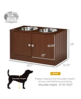 PawHut Magnetic-Door Dog Food Storage Cabinet & Dog Feeding Station,