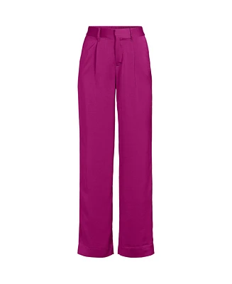 Lands' End Women's Satin Elastic Back Wide Leg Pants
