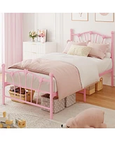 gaomon Twin Bed Frame, Twin Bed Frame with Heart Shaped Headboard and Tailboard