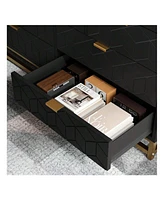 gaomon Dresser For Bedroom, Large 6/7 Drawer Organizer With Golden Metal Handle And Legs, Modern Chest Of Drawers, Closet